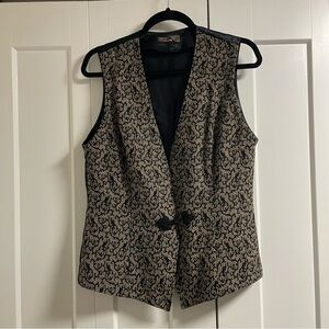 80s 90s Vintage German Vest Waist Coat Tapestry Jacquard Création Charmante